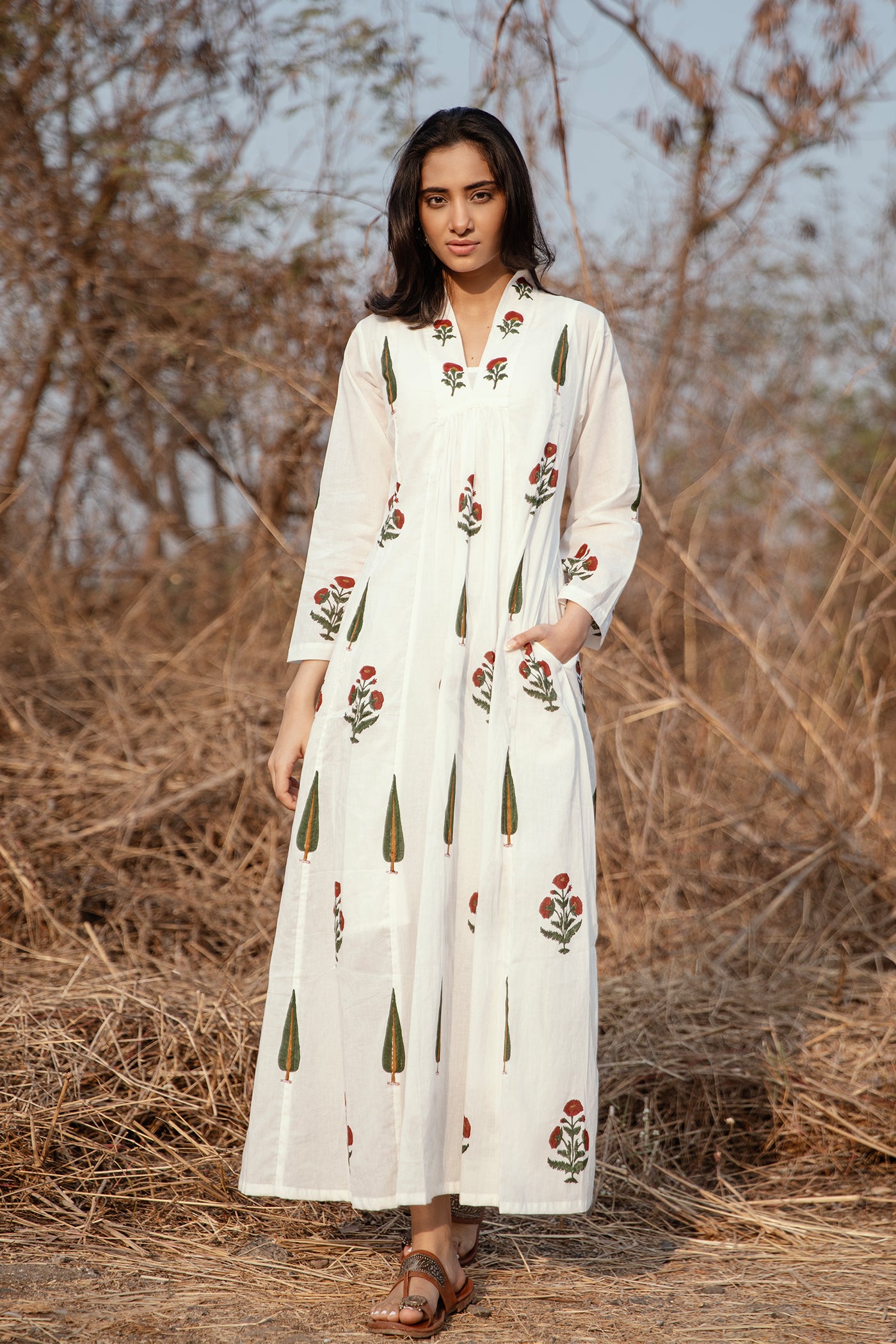 Hand Block Printed Mulmul Dress - Marcia