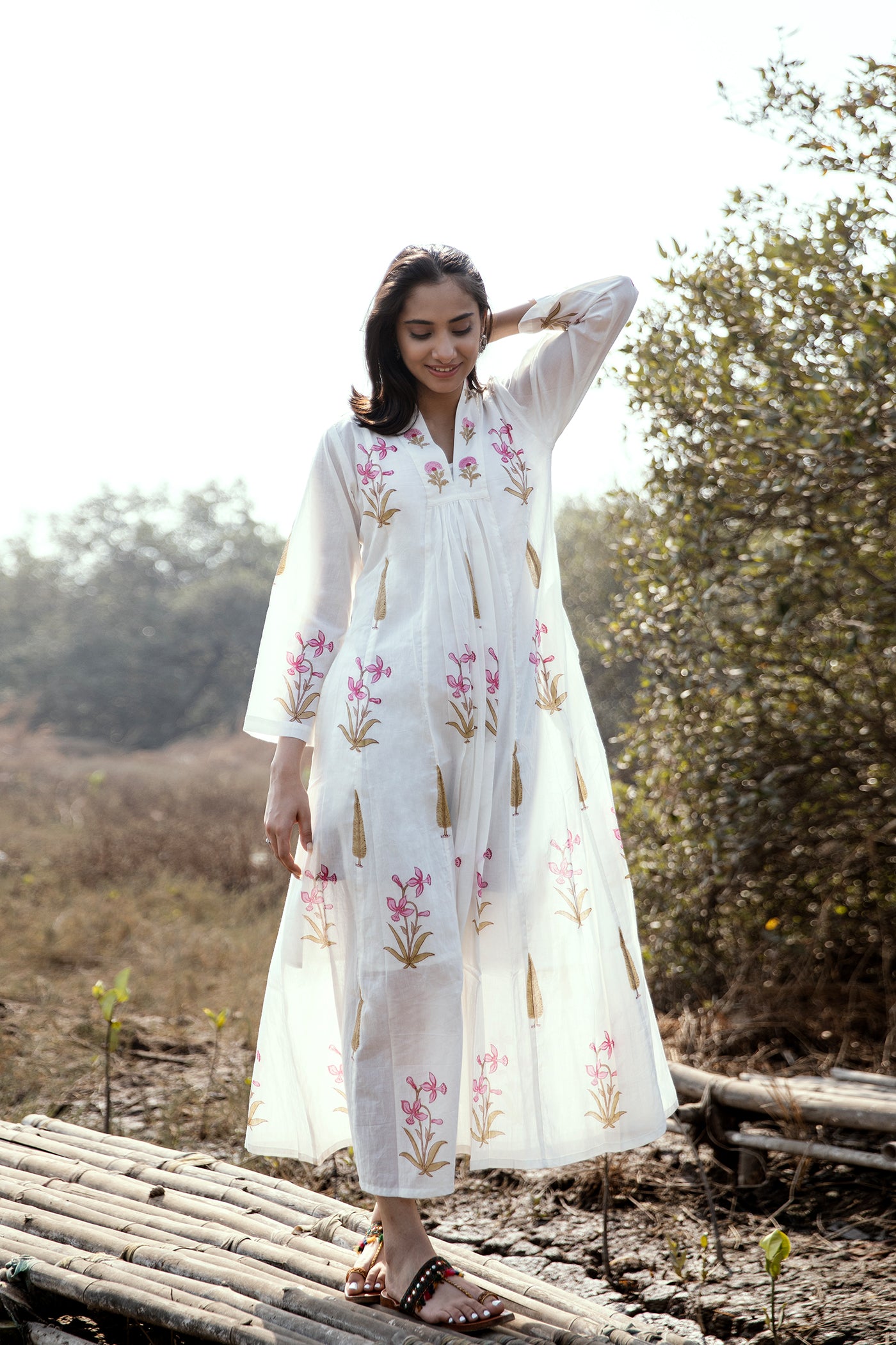 Hand Block Printed Mulmul Dress - Marcia