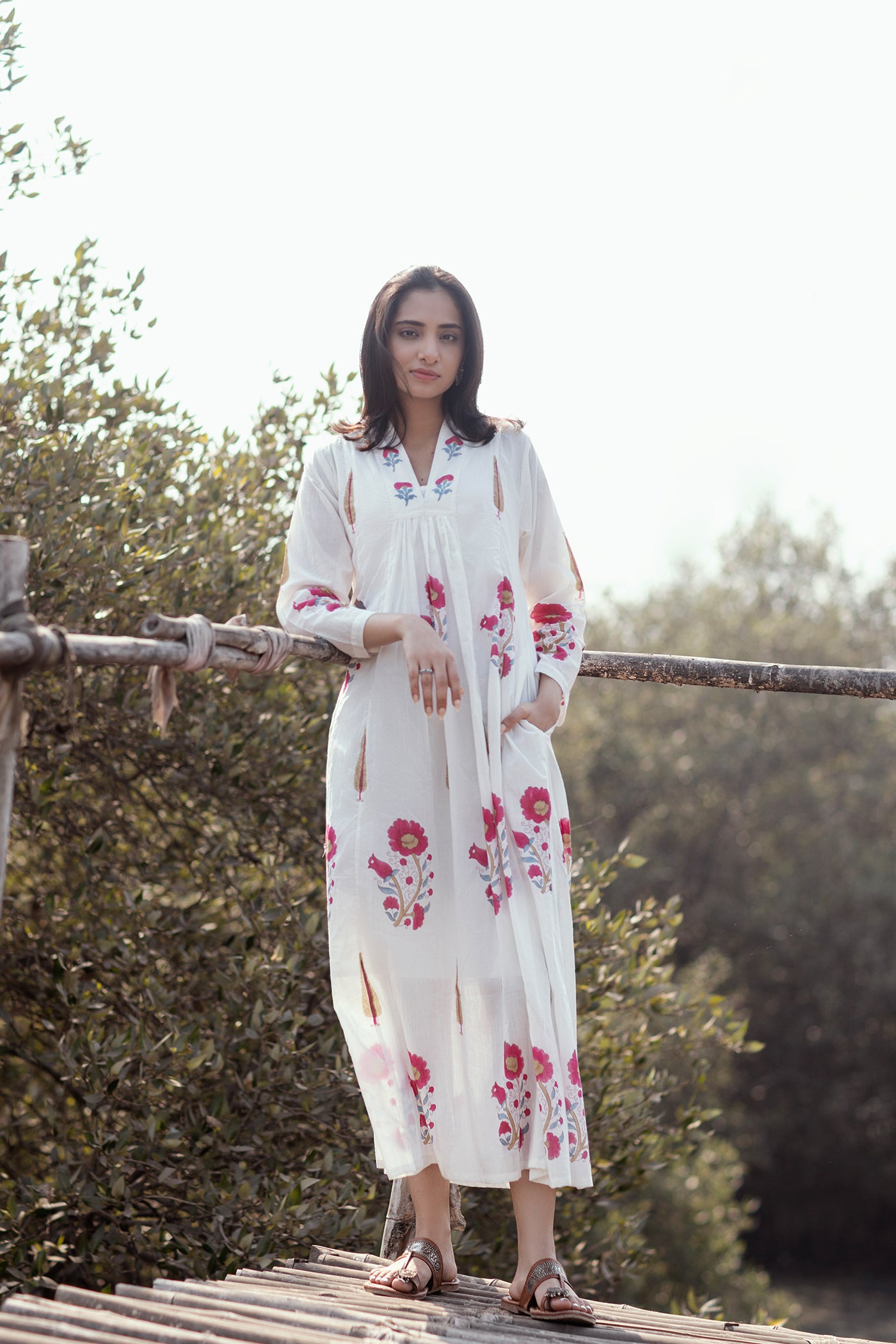 Hand Block Printed Mulmul Dress - Marcia