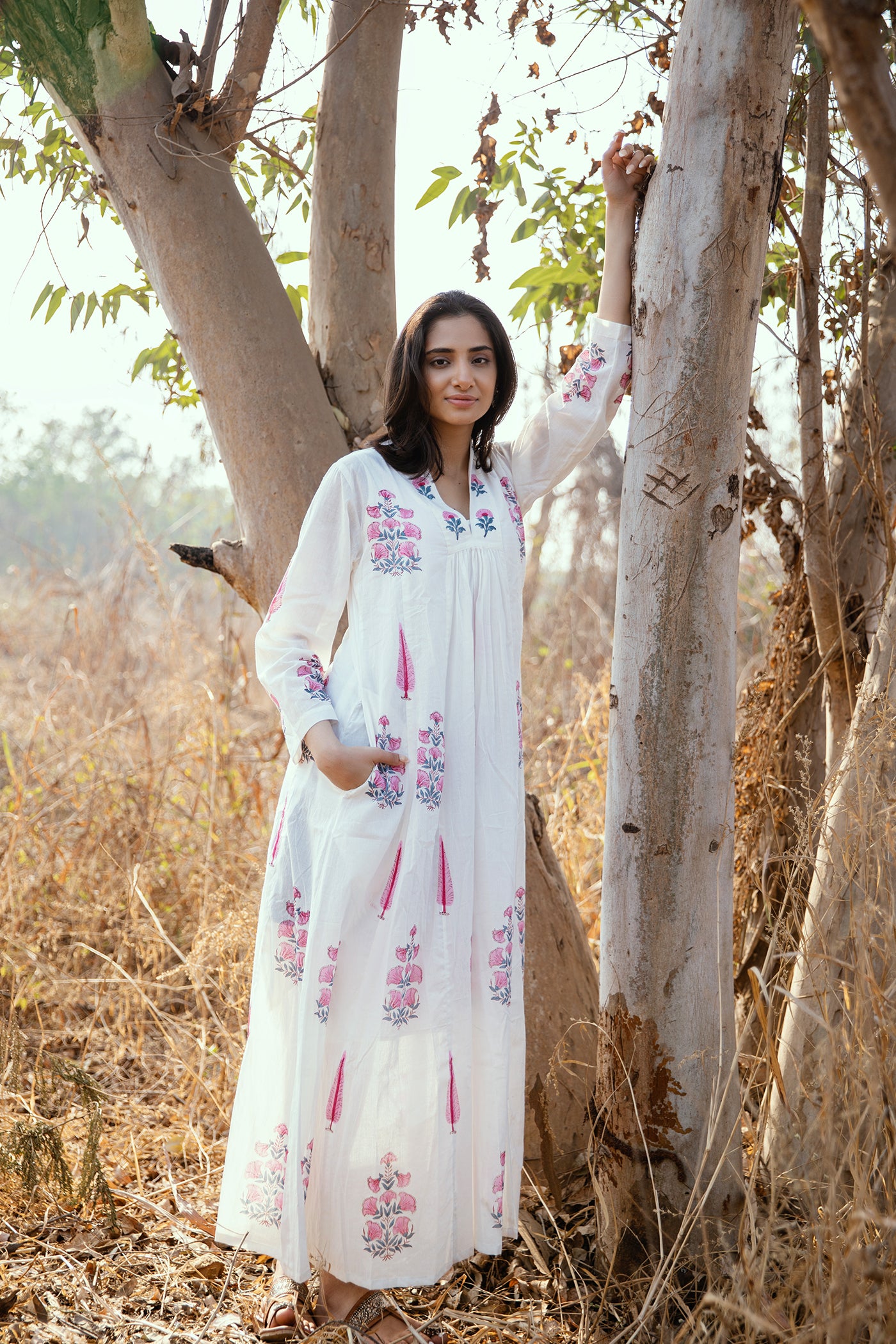 Hand Block Printed Mulmul Dress - Marcia