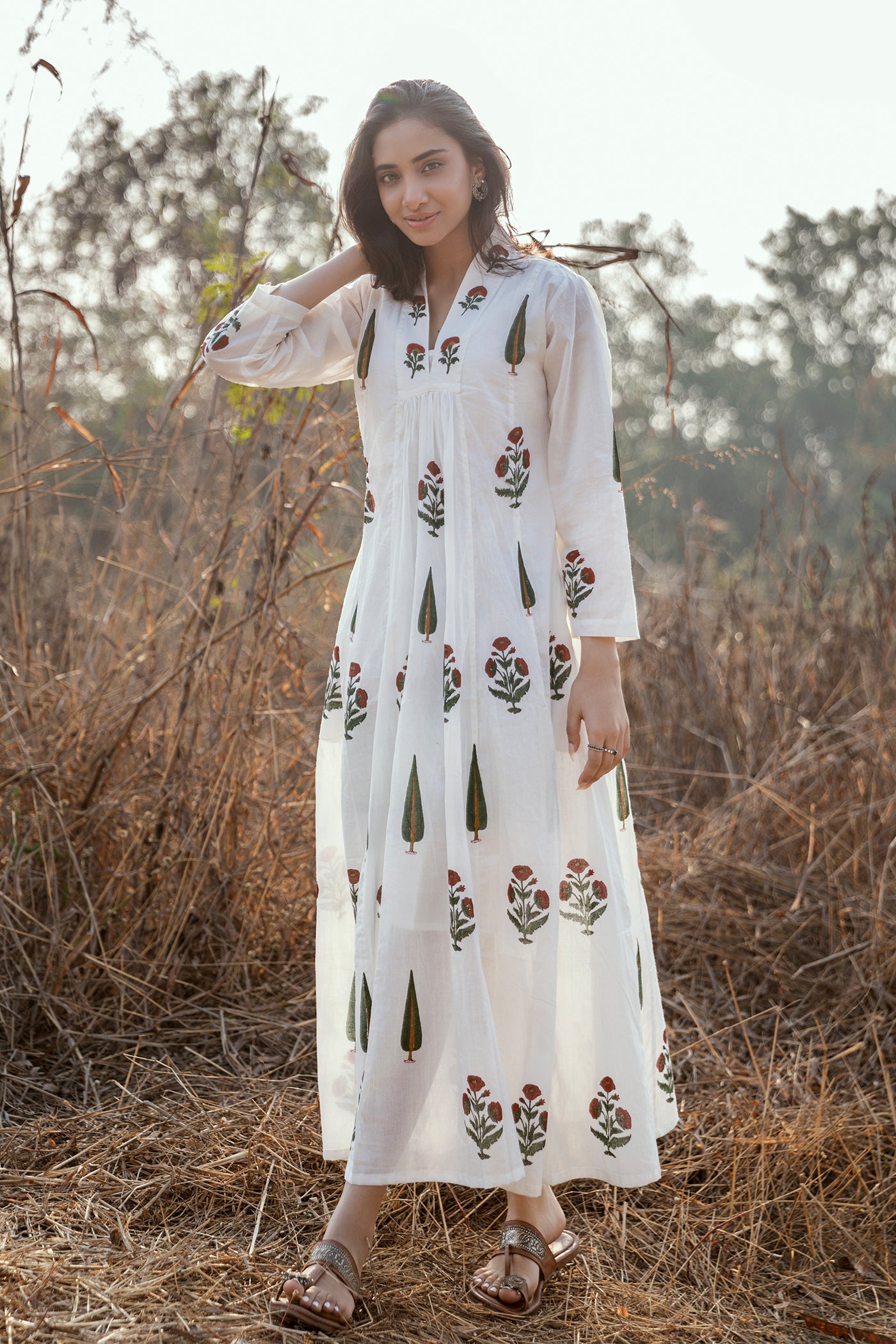 Hand Block Printed Mulmul Dress - Marcia