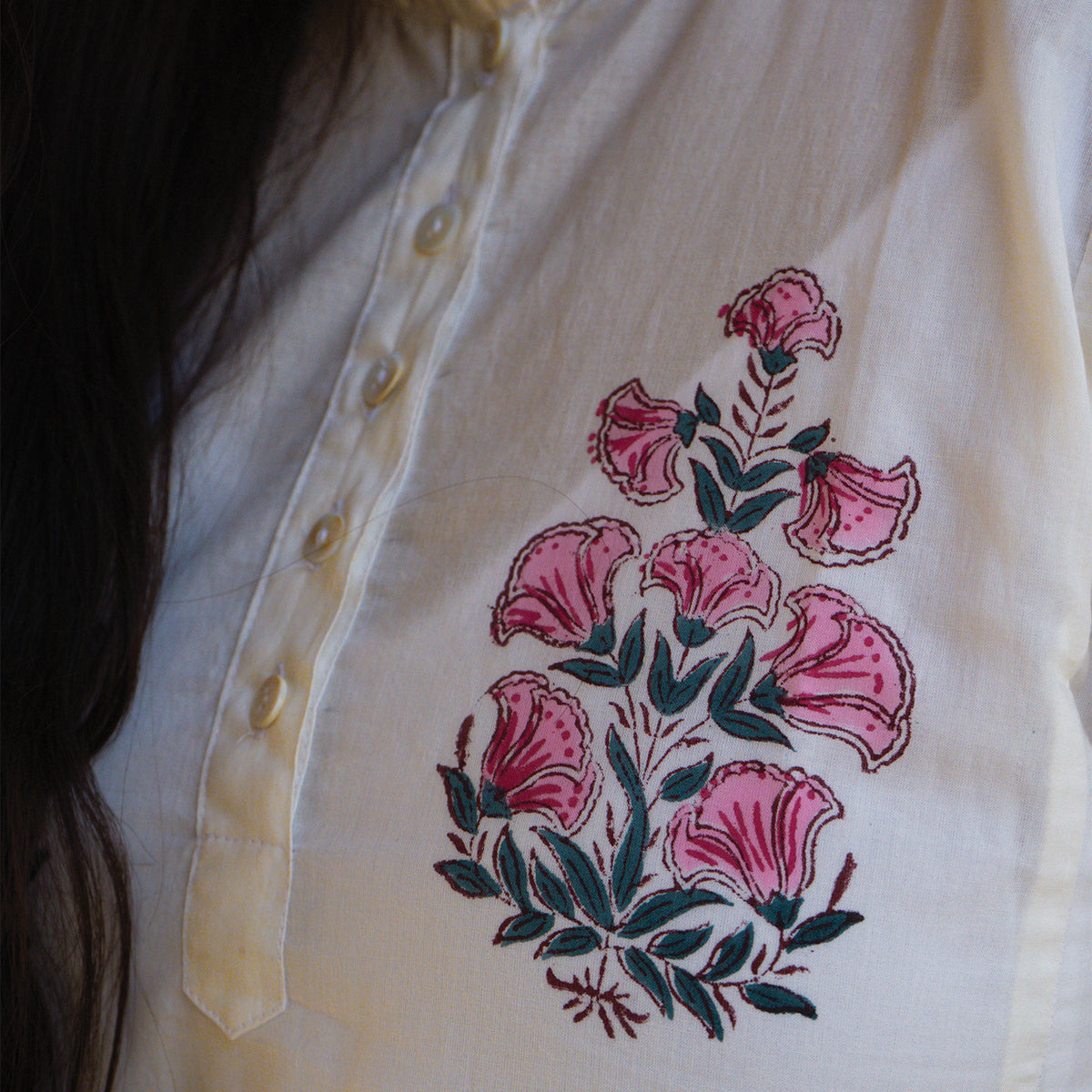 Vintage Bloom - Hand Block Printed Mughal Butta with Cypress Design ...