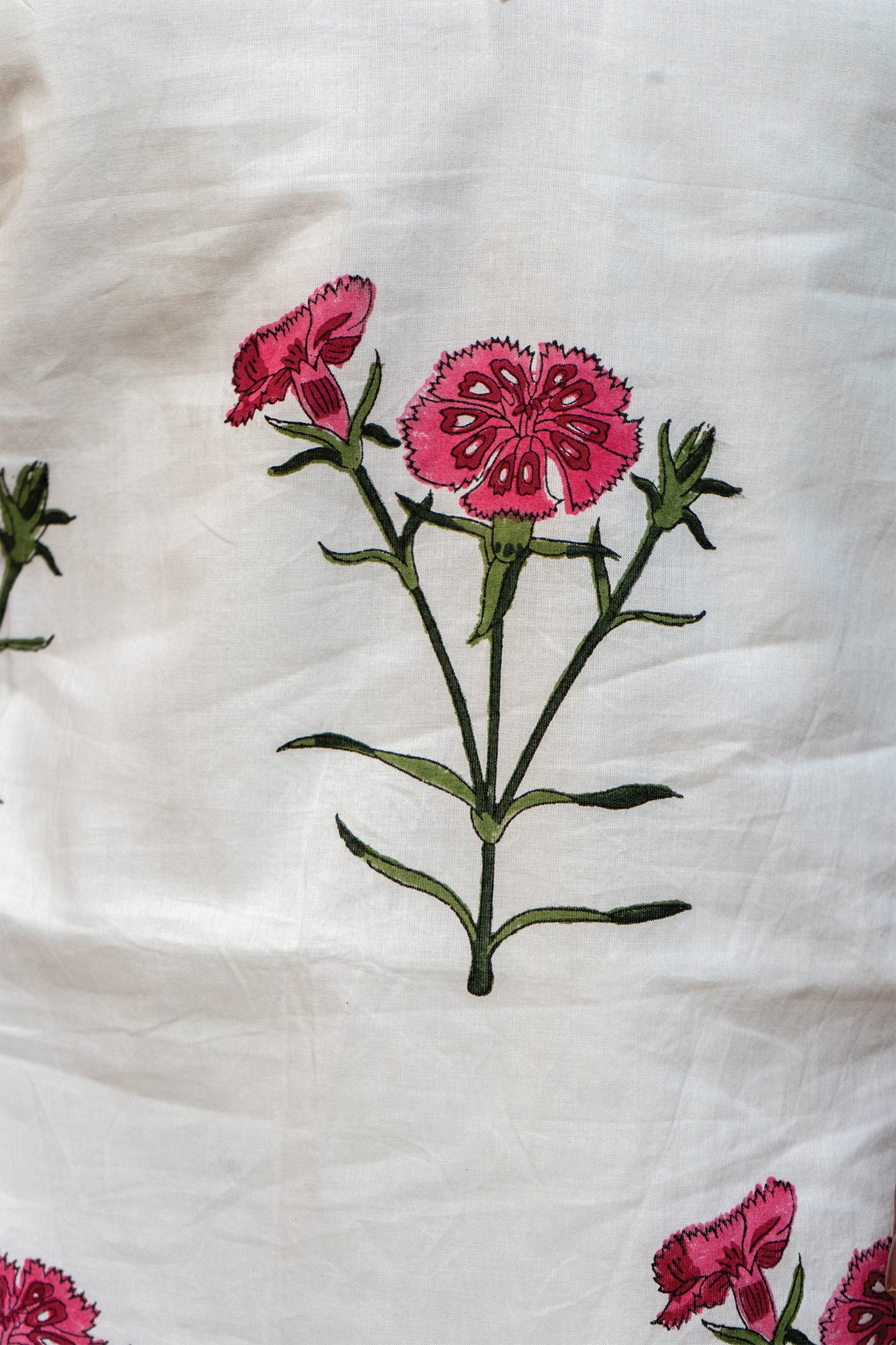 Daisy - Hand Block Printed New Flower in Garden Design Cotton Kurta - Length 41 Inches - Pink