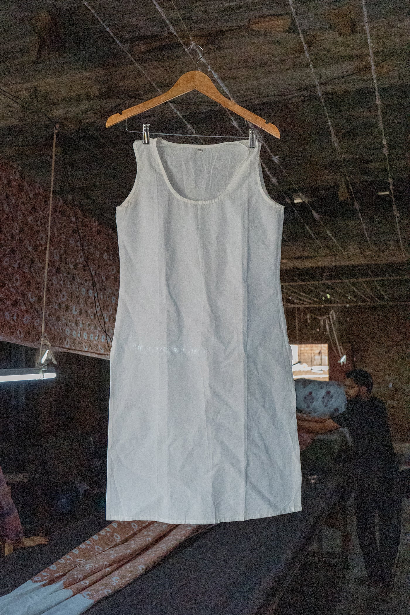 Mulmul Cotton White Straight Lining - Knee Length