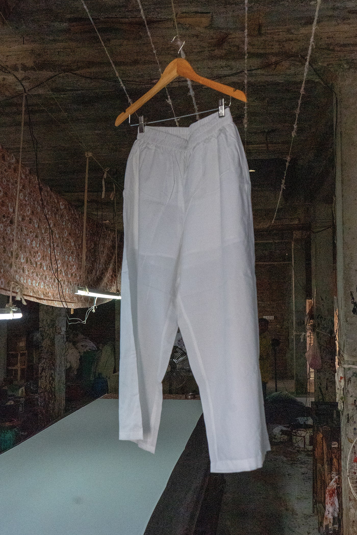 Mulmul Cotton White Straight Pants with Half Lining